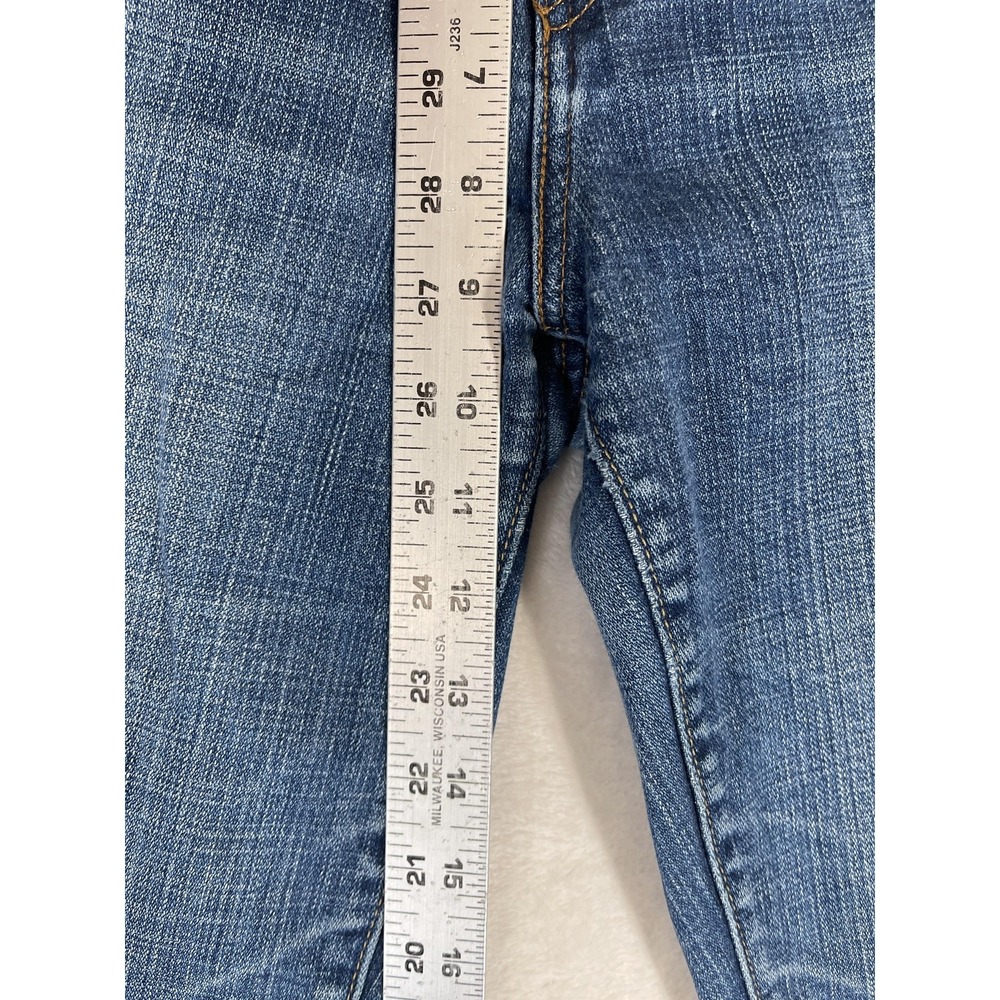 Levis 515 Jeans Womens 8 Blue Boot‎ Cut Stretch Denim Distressed Raw Hem Classic - Picture 5 of 14